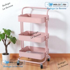 CARRITO DE METAL CON ASA ROSA