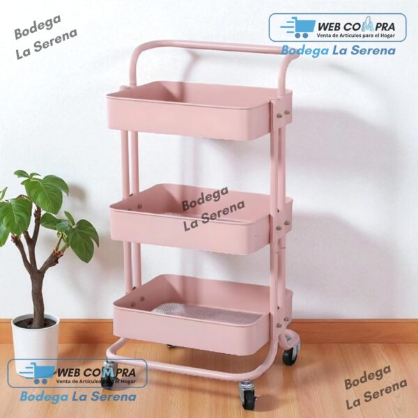 CARRITO DE METAL CON ASA ROSA
