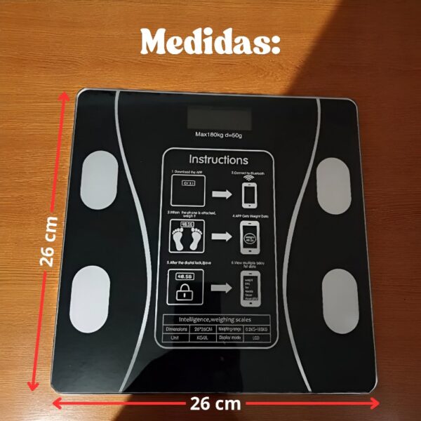 BALANZA DIGITAL CON BLUETOOTH COLOR NEGRO - Imagen 2
