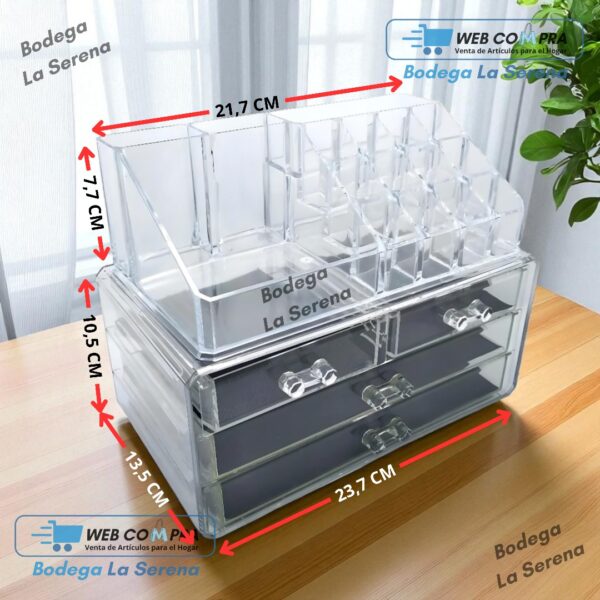 ORGANIZADOR DE MAQUILLAJE ACRILICO CON ESPEJO - Imagen 2