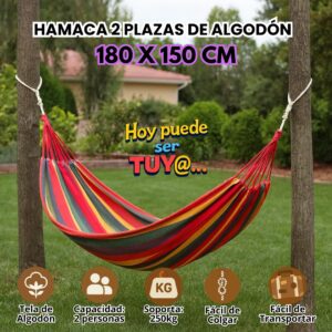 HAMACAS 2 PLAZAS COLOR ROJO