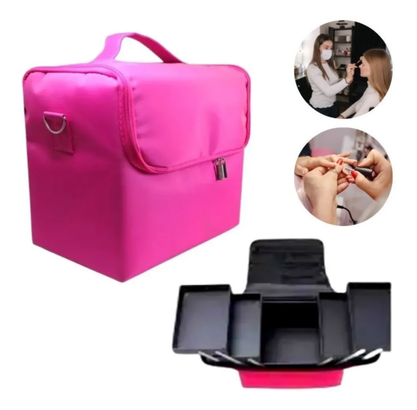 MALETA DE TELA PORTATIL PARA MAQUILLAJE,MANICURE Y COMESTOLOGIA - Imagen 2