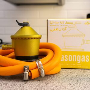REGULADOR DE VALVULA DE GAS  CON MANGUERA Y ABRAZADERA