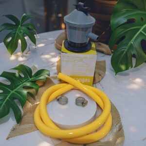 REGULADOR DE VALVULA DE GAS  CON MANGUERA Y ABRAZADERA