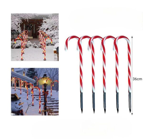 SET DE 5 BASTONES  SOLARES DE  NAVIDAD PARA  JARDIN - Imagen 5