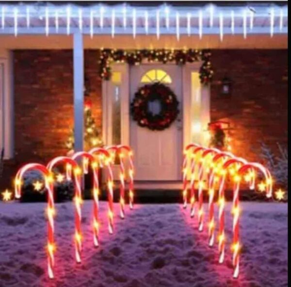 SET DE 5 BASTONES  SOLARES DE  NAVIDAD PARA  JARDIN