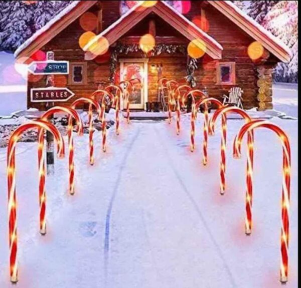 SET DE 5 BASTONES  SOLARES DE  NAVIDAD PARA  JARDIN - Imagen 2