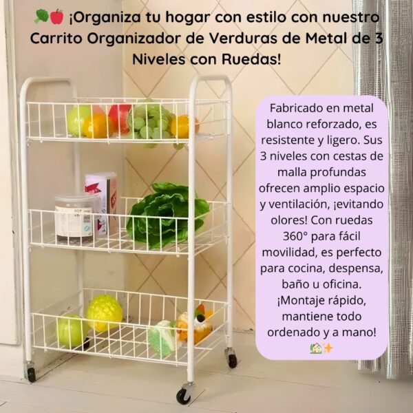 CARRITO VERDURERO DE 3 NIVELES - Imagen 3