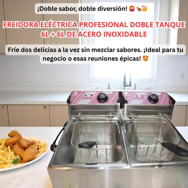 FREIDORA DOBLE ELECTRICA 12 LITROS - Imagen 2
