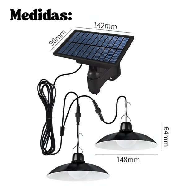 LAMPARA LED DOBLE COLGANTE PANEL SOLAR - Imagen 2