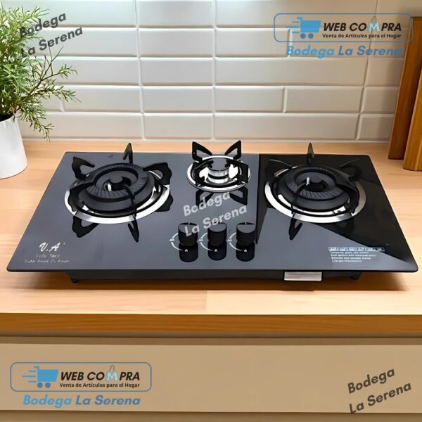 COCINA EMPOTRAR DE VIDRIO TEMPLADO 3 HORNILLAS - Imagen 3