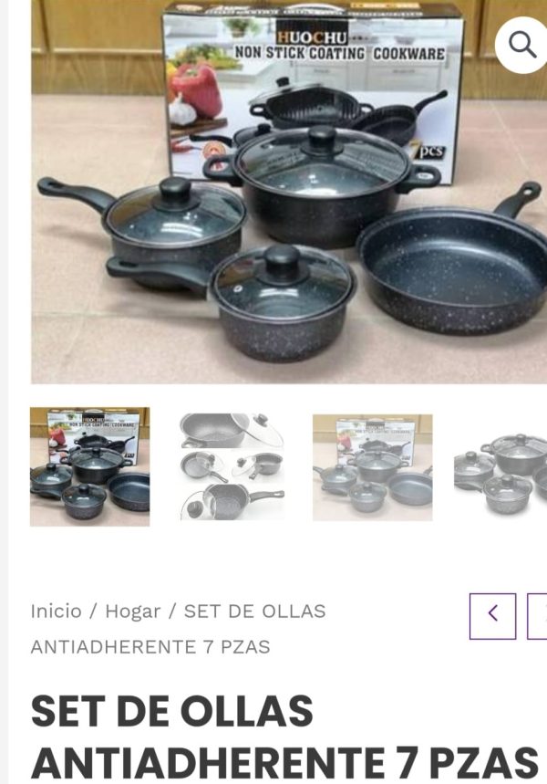 SET DE OLLAS ANTIADHERENTE 7 PIEZAS,SIN UTINCILIOS
