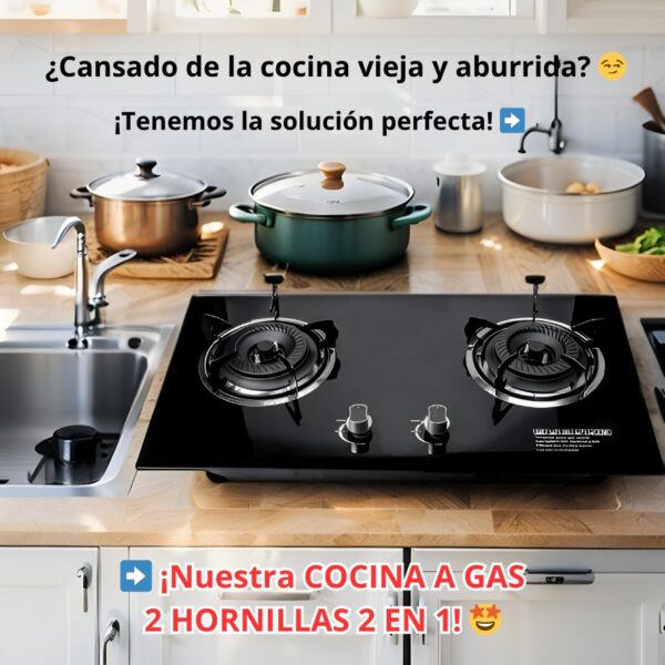 COCINA EMPOTRAR DE VIDRIO TEMPLADO 2 HORNILLAS - Imagen 3