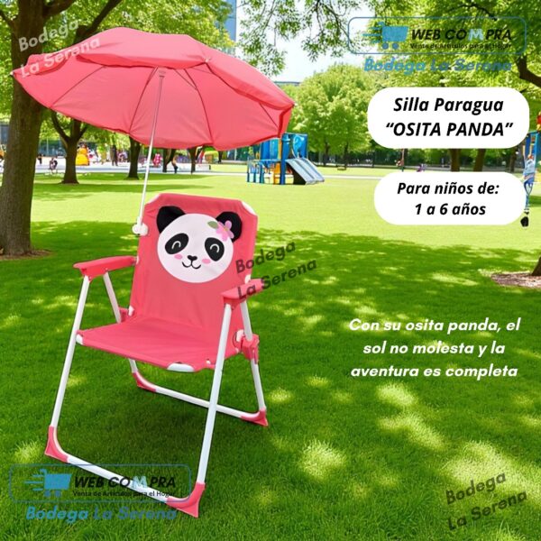SILLA PLEGABLE PARA NIÑOS CON PARAGUAS ROJO