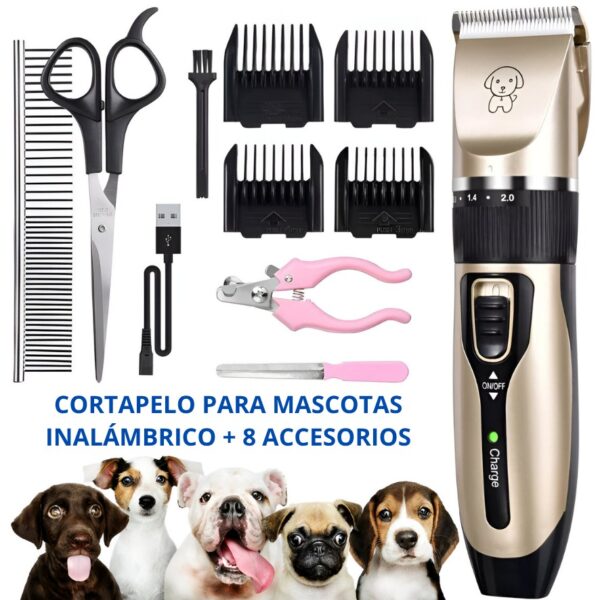 CORTAPELO PARA MASCOTAS INALÁMBRICO + 8 ACCESORIOS BLL-8901 - Imagen 2