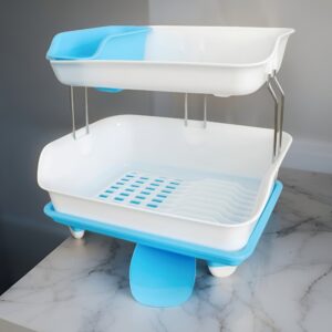 ESCURRIDOR DE PLASTICO 2 NIVELES COLOR AZUL