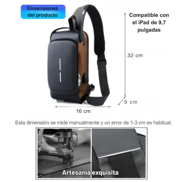 BOLSO BANDOLERO COLOR NEGRO DORADO - Imagen 3