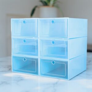 SET DE 6 CAJAS DE ORGANIZADOR DE ZAPATOS DE PLASTICO AZUL