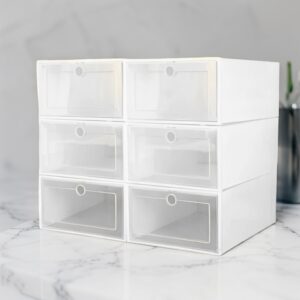SET DE 6 CAJAS DE ORGANIZADOR DE ZAPATOS DE PLASTICO BLANCA