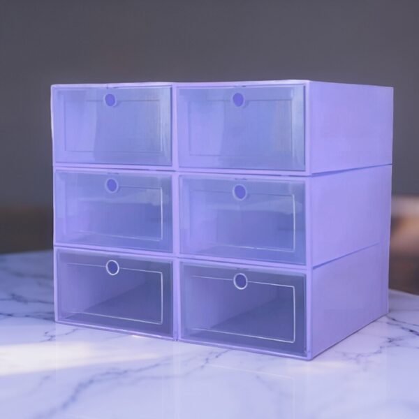 SET DE 6 CAJAS DE ORGANIZADOR DE ZAPATOS DE PLASTICO MORADA