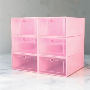 SET DE 6 CAJAS DE ORGANIZADOR DE ZAPATOS DE PLASTICO ROSA