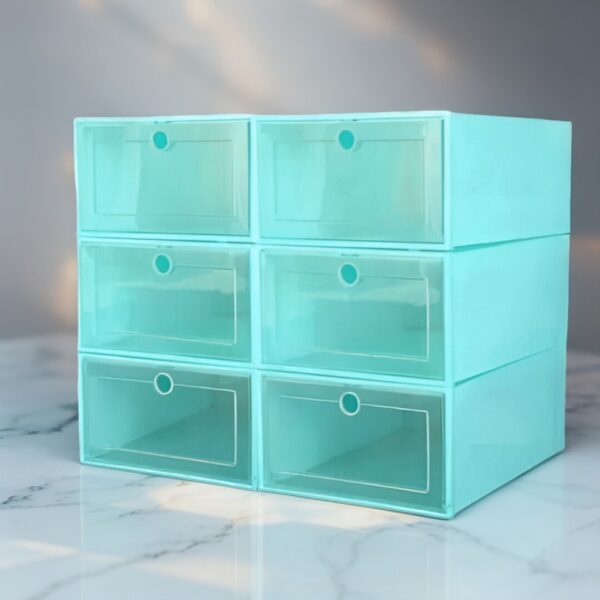 SET DE 6 CAJAS DE ORGANIZADOR DE ZAPATOS DE PLASTICO VERDE