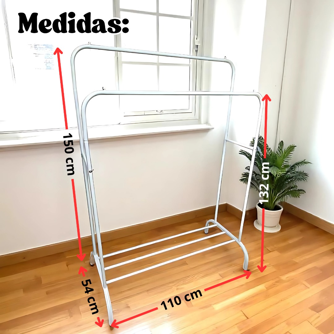 PERCHERO DOBLE SIN RUEDAS NEGRO - Imagen 2