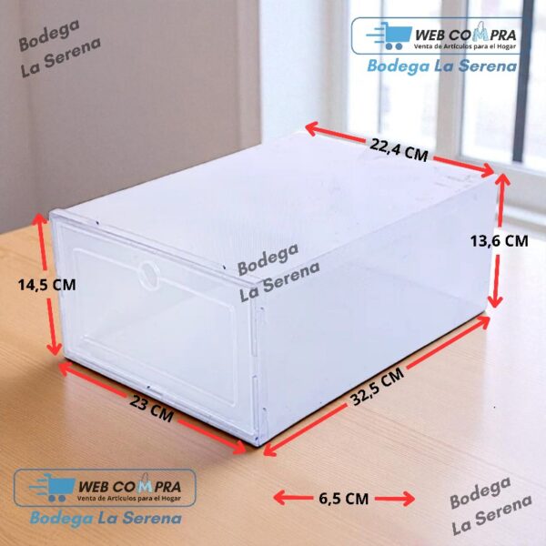 SET DE 6 CAJAS DE ORGANIZADOR DE ZAPATOS DE PLASTICO MORADA - Imagen 2