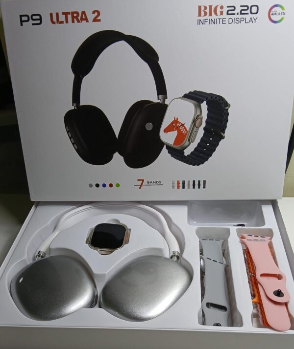 RELOJ + AUDIFONOS P9 ULTRA 2 COLOR GRIS