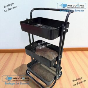CARRITO DE METAL CON ASA NEGRO