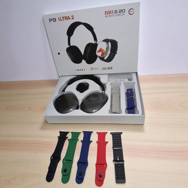RELOJ + AUDIFONOS P9 ULTRA 2 COLOR NEGRO