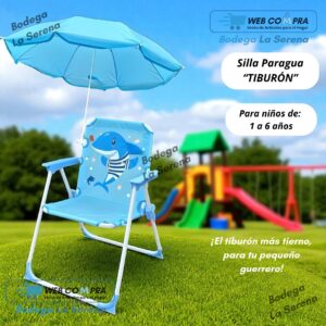 SILLA PLEGABLE PARA NIÑOS CON PARAGUAS AZUL