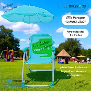 SILLA PLEGABLE PARA NIÑOS CON PARAGUAS VERDE