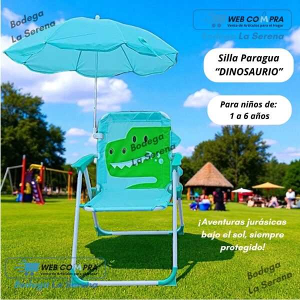 SILLA PLEGABLE PARA NIÑOS CON PARAGUAS VERDE