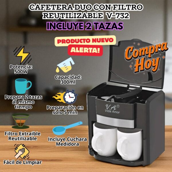 CAFETERA DUO COLOR NEGRA - Imagen 3