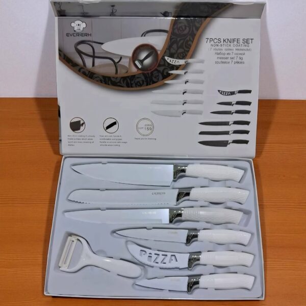 SET DE CUCHILLOS 7 PIEZAS COLOR BLANCO