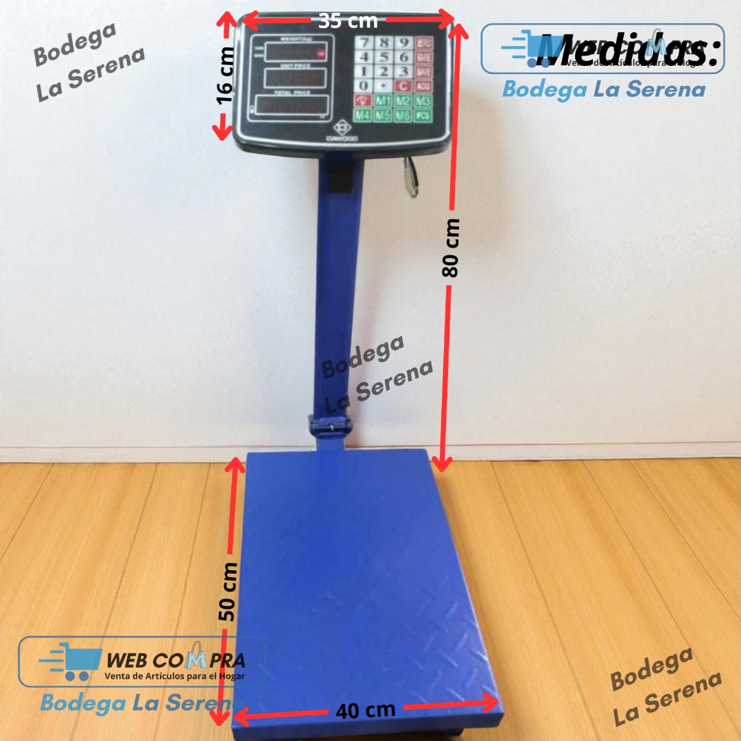 BALANZA DIGITAL PLEGABLE 300 KILO / 6 MEMORIAS AZUL - Imagen 3