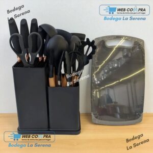 SET DE UTENSILIOS COCINA PREMIUN COLOR NEGRO