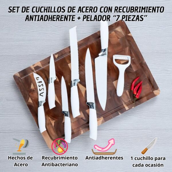 SET DE CUCHILLOS 7 PIEZAS COLOR BLANCO - Imagen 3