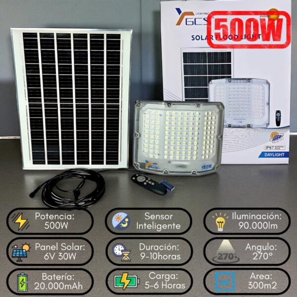 FOCO SOLAR CON PANEL APARTE DE 500 WATTS