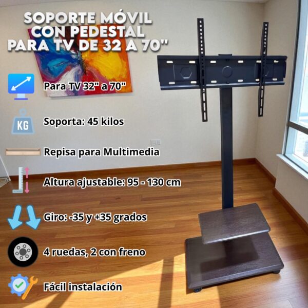 SOPORTE CON PEDESTAL DE 32 A 70 ZJ-530