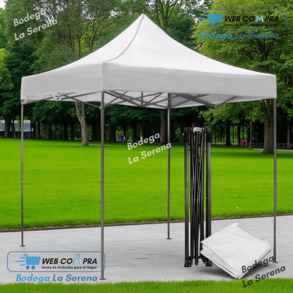 TOLDO PLEGABLE 3X3 CON ESTRUCTURA LONA BLANCA