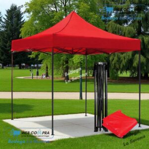 TOLDO PLEGABLE 3X3 CON ESTRUCTURA LONA ROJA