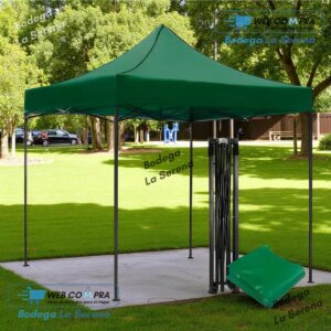 TOLDO PLEGABLE 3X3 CON ESTRUCTURA LONA VERDE