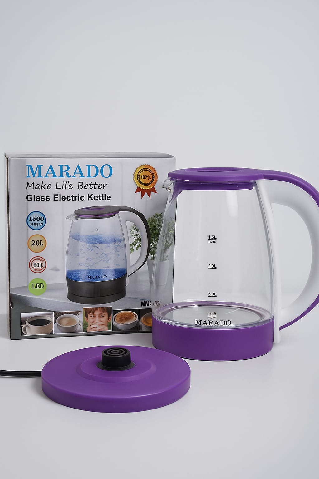 HERVIDOR DE VIDRIO MORADO