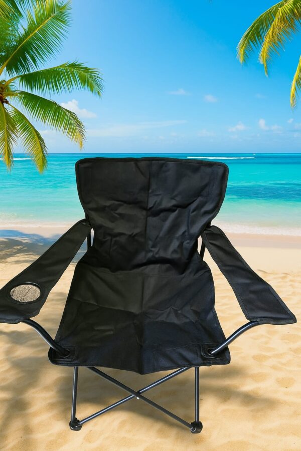 SILLA CAMPING PORTA VASOS NEGRA