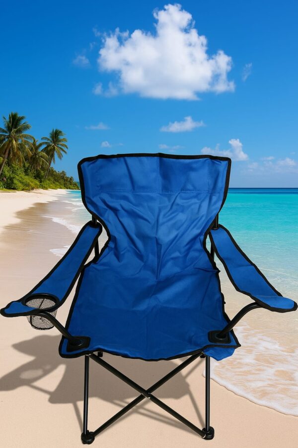 SILLA CAMPING PORTA VASOS AZUL CLARO