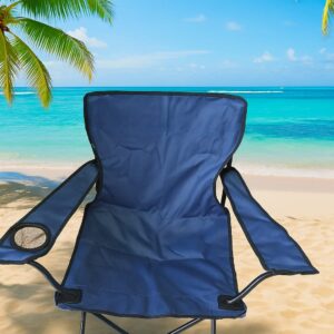 SILLA CAMPING PORTA VASOS AZUL OSCURO