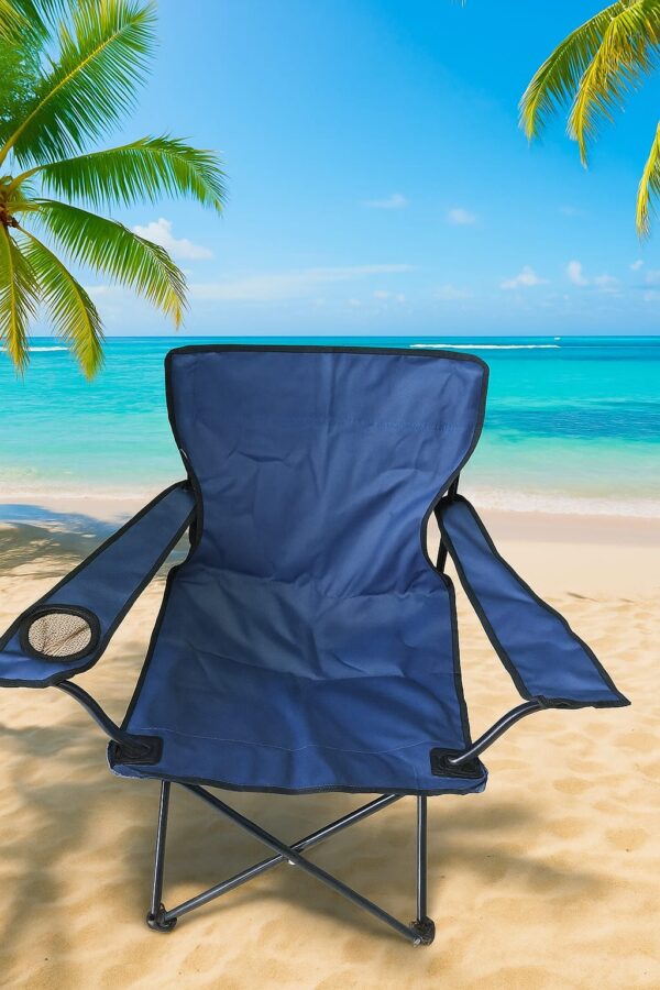 SILLA CAMPING PORTA VASOS AZUL OSCURO