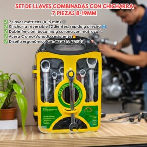 SET DE LLAVES COMBINADAS CON RACHE 7 PIEZAS 8-19mm